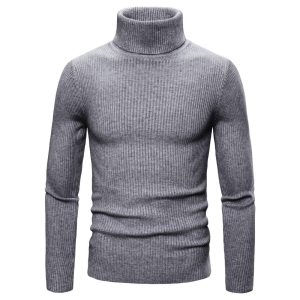 Pull Col Roulé Gris Foncé Homme