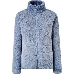Veste Col Fourrure Femme Bleu
