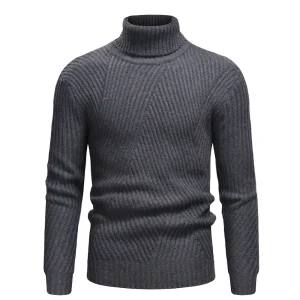 Pull Col Roulé Homme Laine Gris Foncé