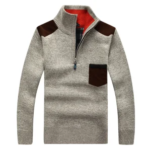 Pull Zip Homme Beige