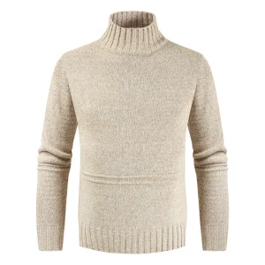 Pull Col Montant Beige Homme