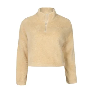 Pull Col Zippé Femme Beige