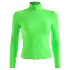Col Roulé Femme Vert Fluo