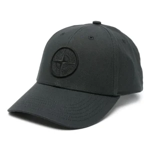 STONE ISLAND - casquette en coton à logo brodé noir
