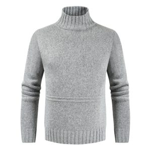 Pull Col Montant Gris Clair Homme