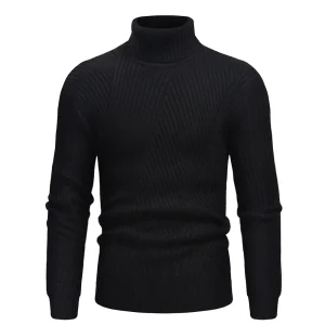 Pull Col Roulé Homme Laine Noir
