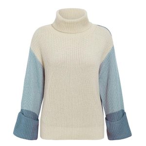 Col Roulé Femme Pull Bleu