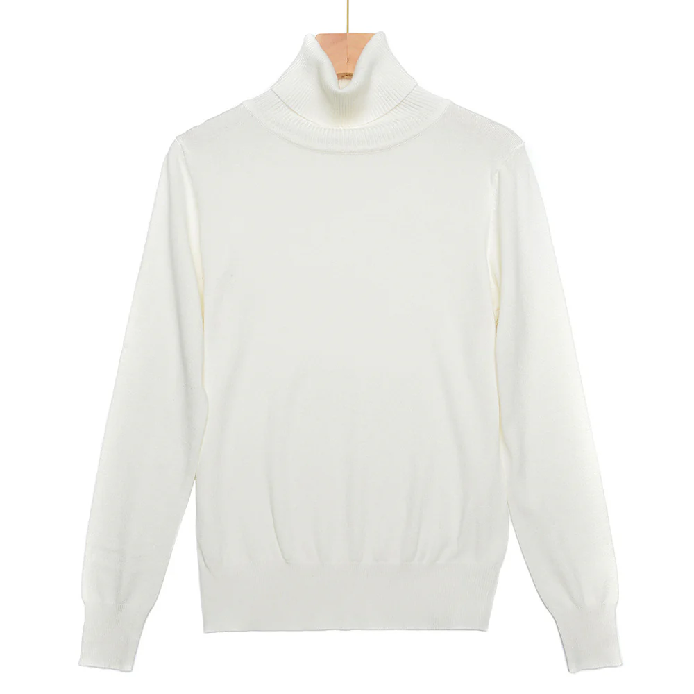 Col Roulé Blanc Femme – Image 2