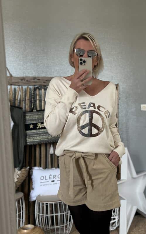 Short velours beige – Image 3