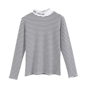 Col Roulé Rayé Femme Blanc