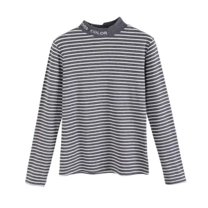 Col Roulé Rayé Femme Gris