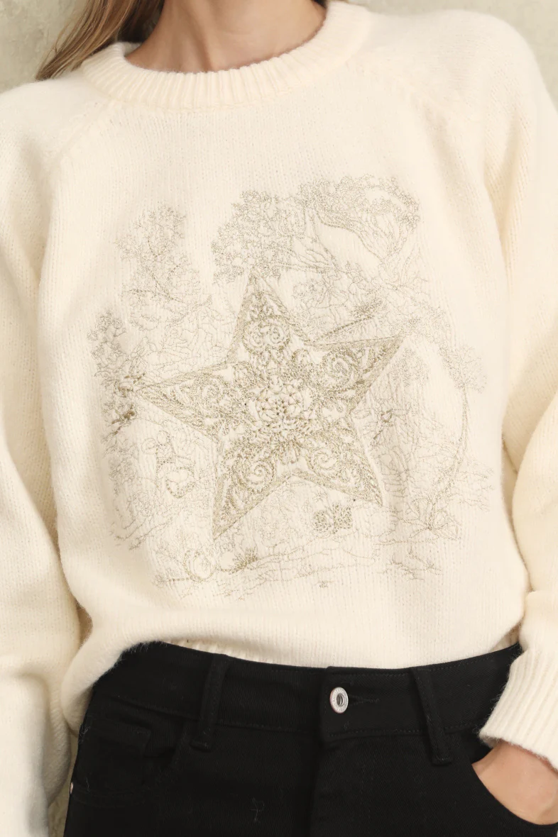 Pull brodé doré – Image 2