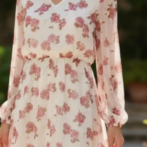 Robe courte à manches longues imprimée