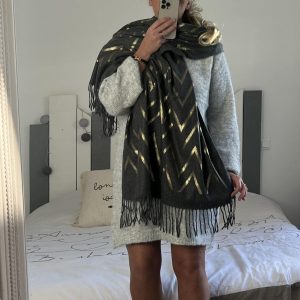 Echarpe châle CDS grise dorée