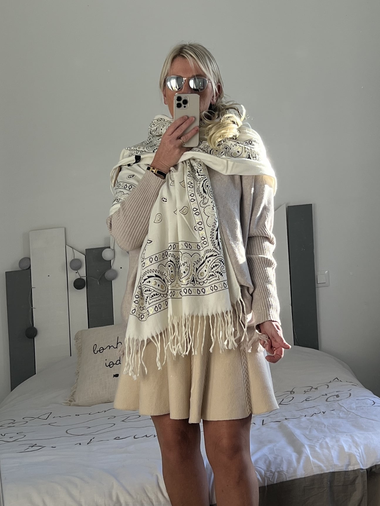 Châle écharpe blanc – Image 3