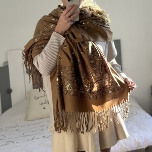 Châle écharpe caramel