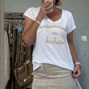 T-shirt Melle blanc beige