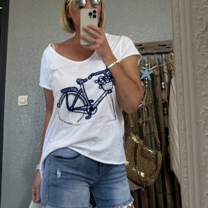T-shirt cds blanc marine