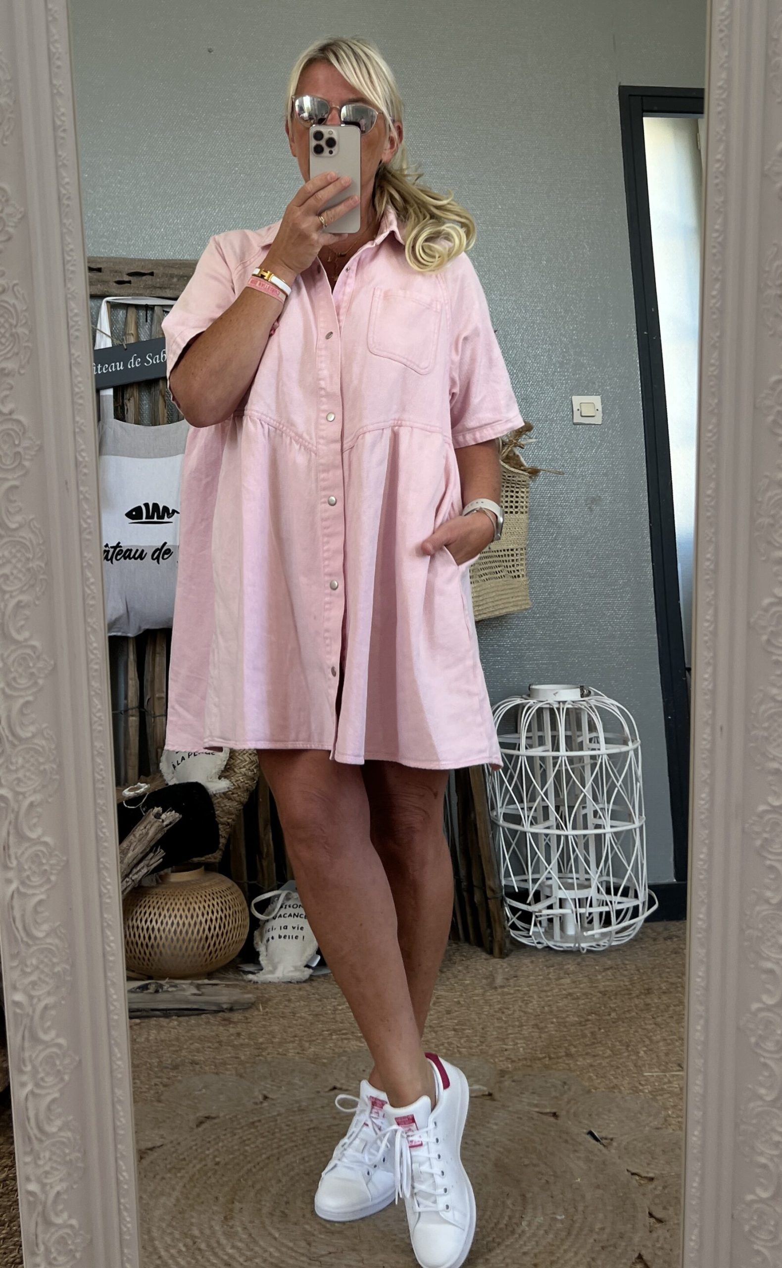 Robe jean rose baby oversize – Image 3