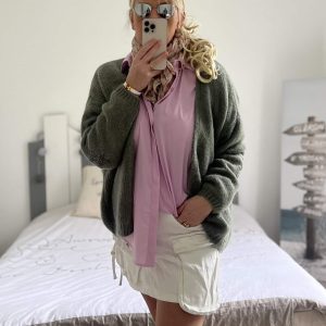 Gilet kaki clair étoiles strass coudes