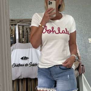 T-shirt Ohlala blanc/fushia