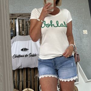 T-shirt ohalala blanc vert