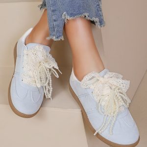 Basket dentelle perle bleue