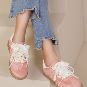 Basket dentelle perle rose