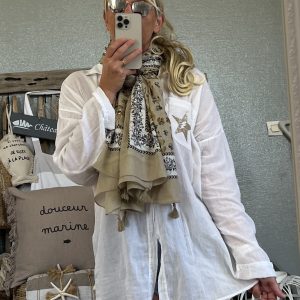 Écharpe Flowers beige