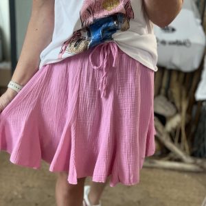 Jupe gaze de coton rose baby