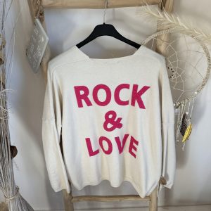 Gilet rock CDS ecru fuschia