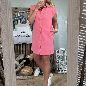 Robe jean rose