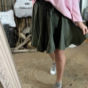 Jupe gaze de coton kaki