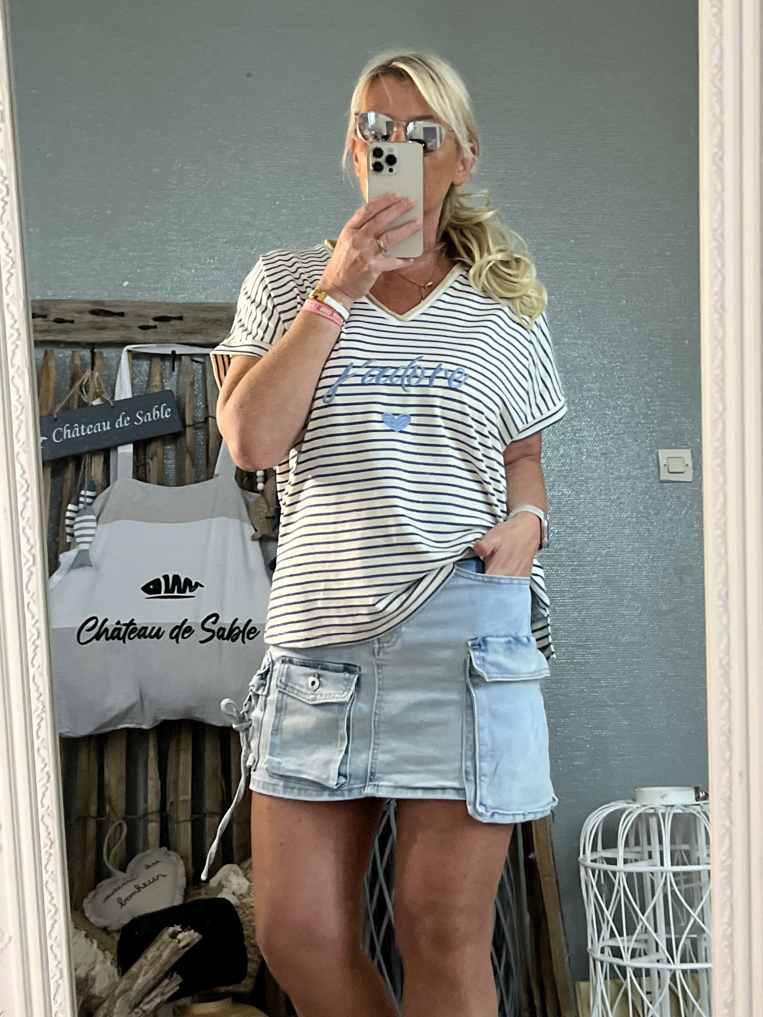 Marinière j’adore bleu jean lurex – Image 5