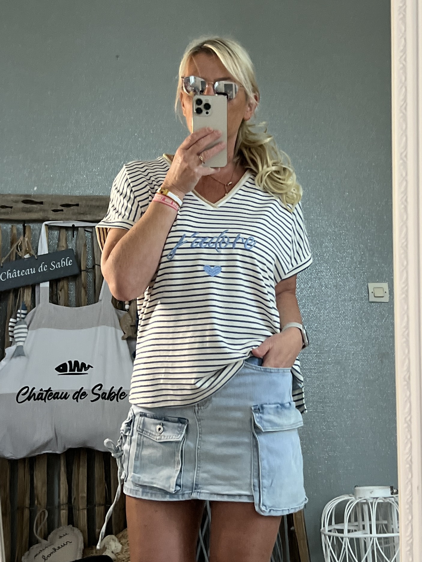 Marinière j’adore bleu jean lurex – Image 3