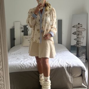 Chemise écru bleu fleurie