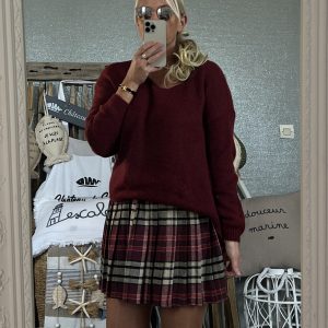 Pull soleil dos bordeaux