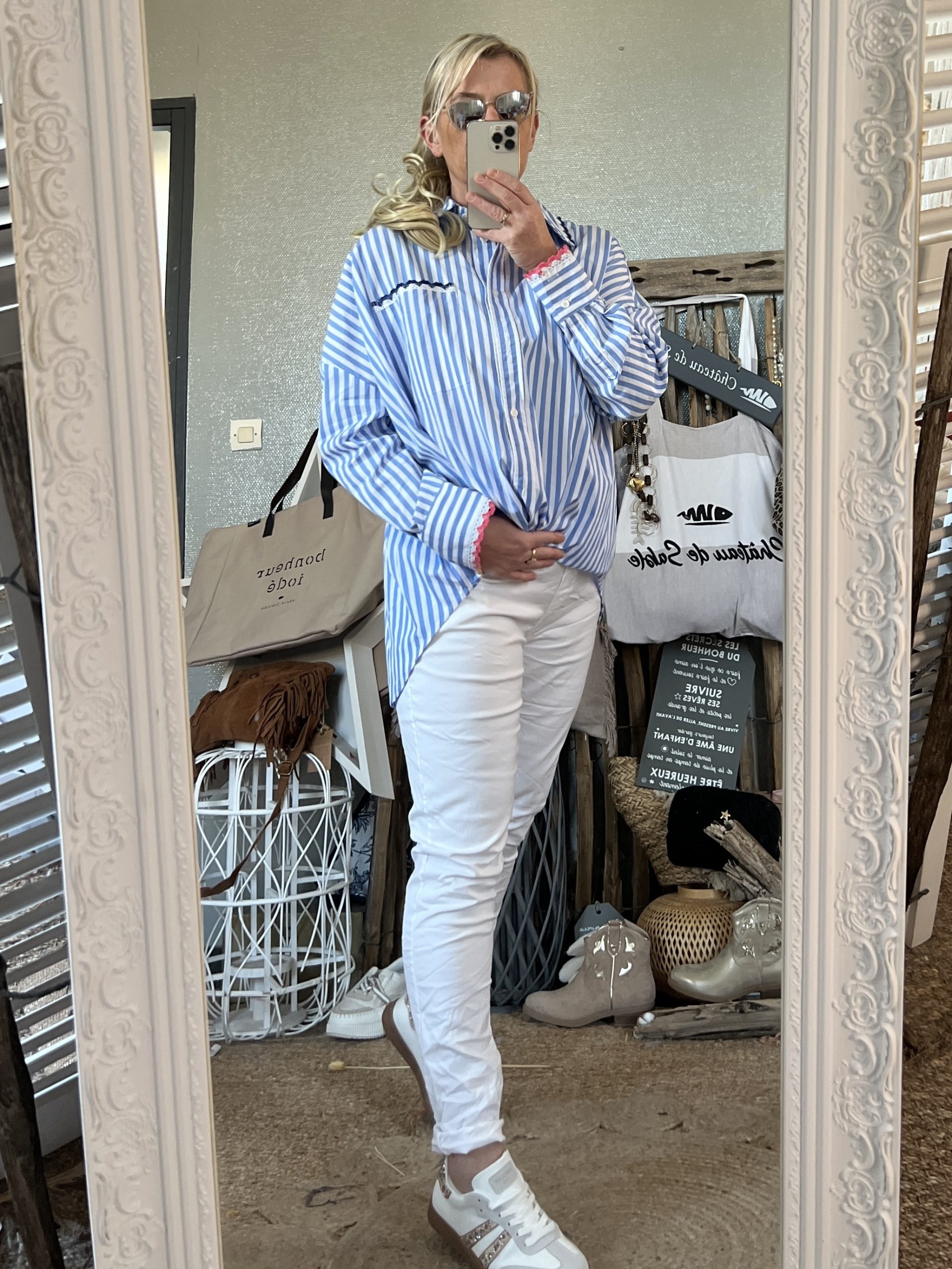 Chemise rayée oversize bleue