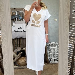 Robe amour blanc doré