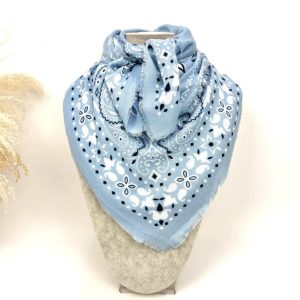 Écharpe carrée bandana baby blue
