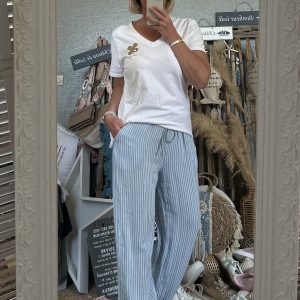 Pantalon rayé bleu