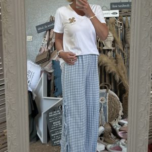 Pantalon noeuds gaze vichy