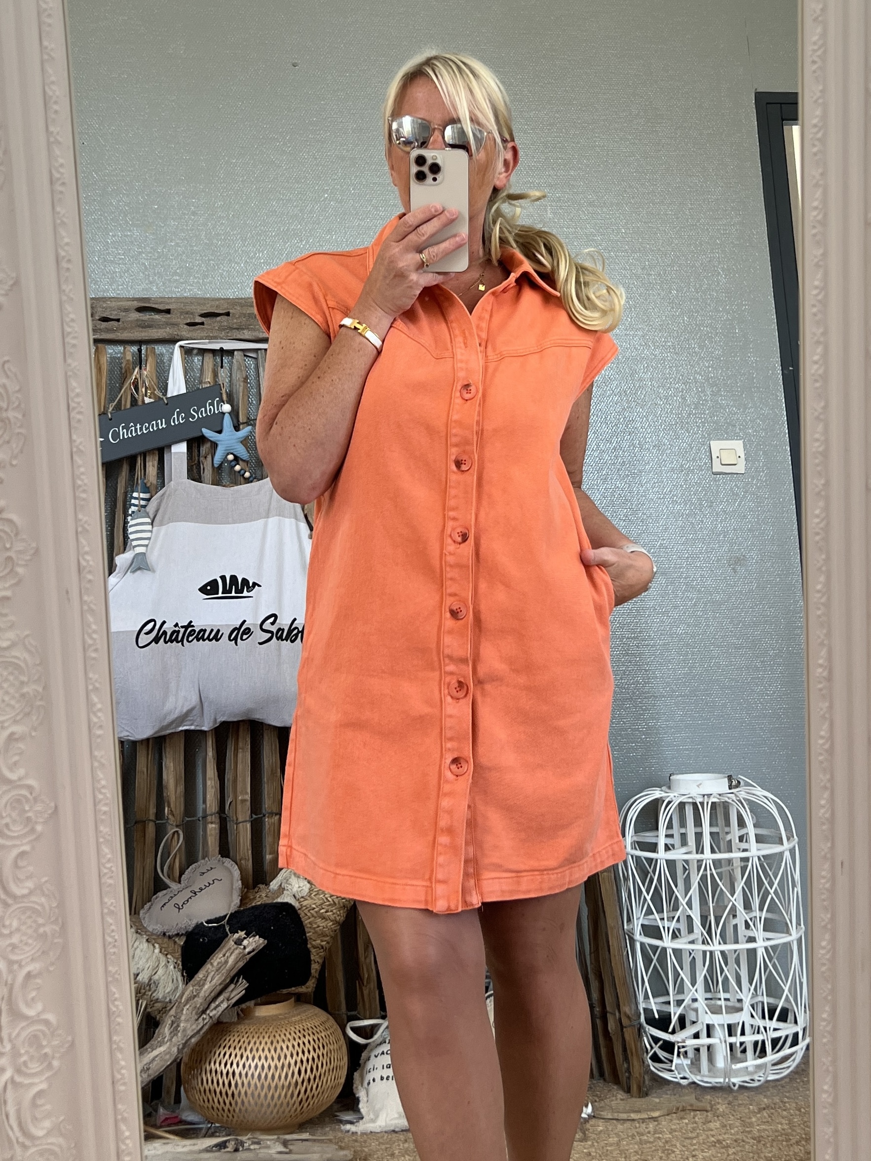Robe jean orange – Image 5