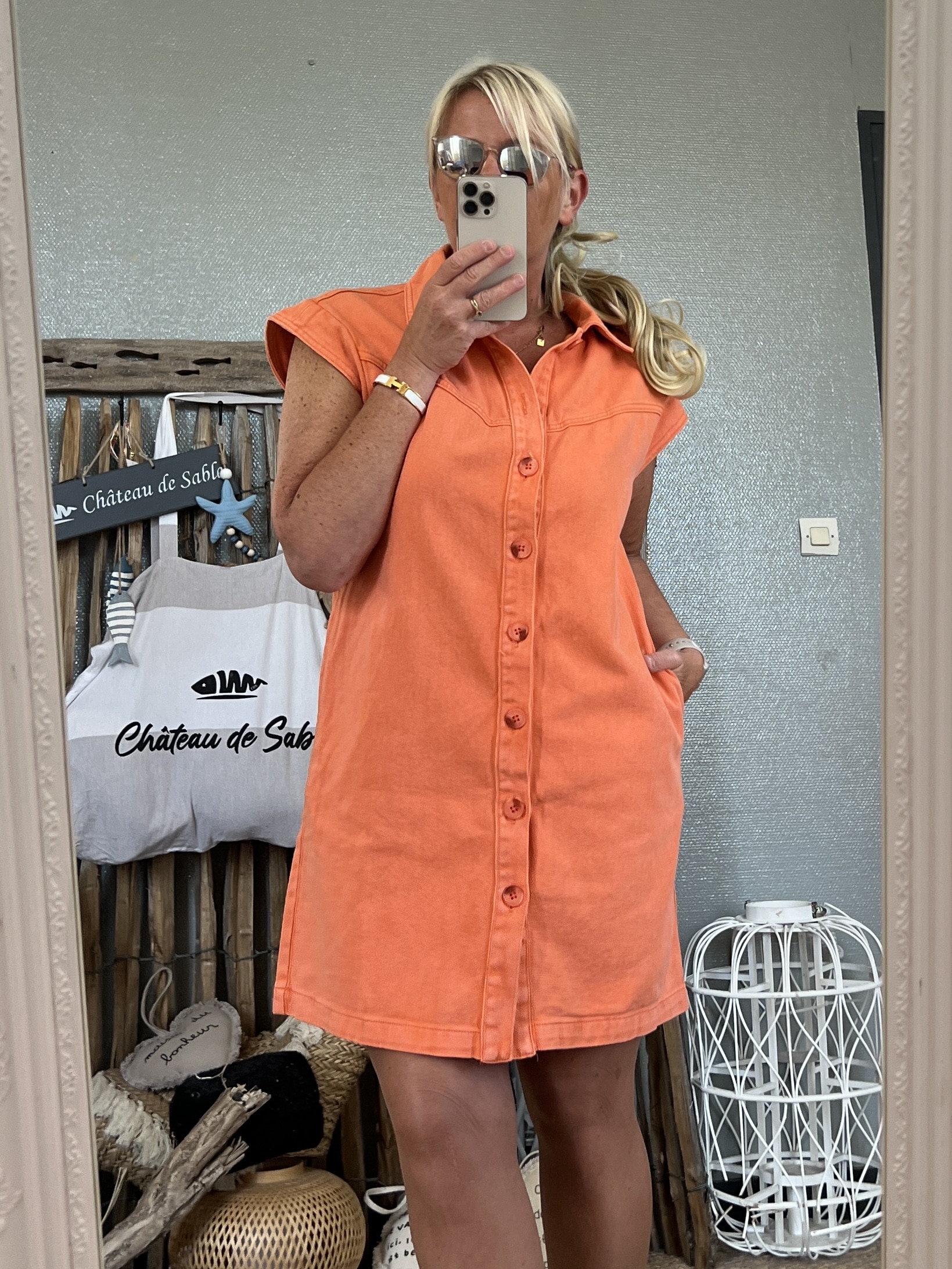Robe jean orange – Image 3