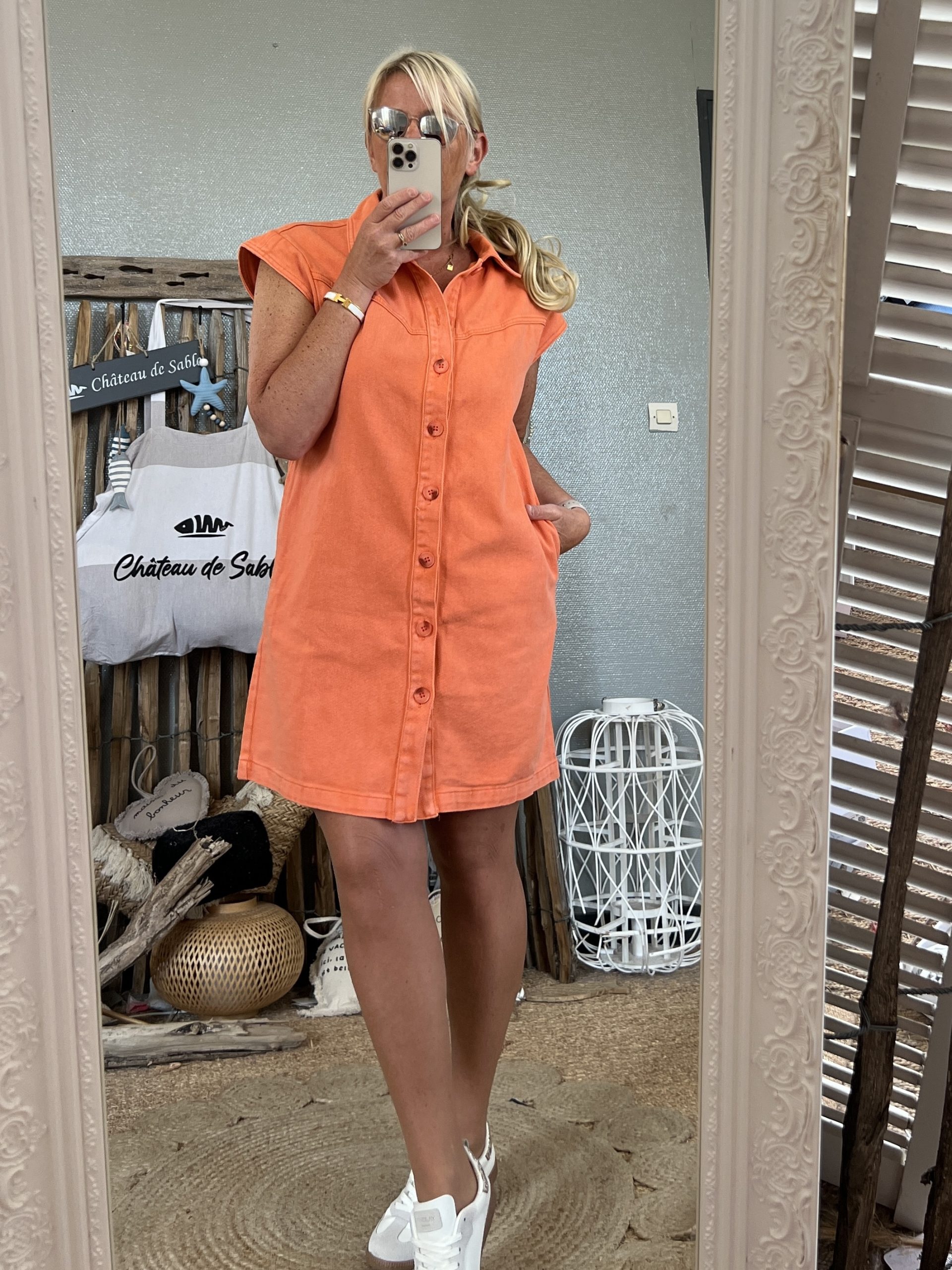 Robe jean orange – Image 6