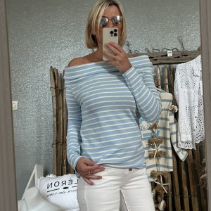 Marinière col Bardot bleue