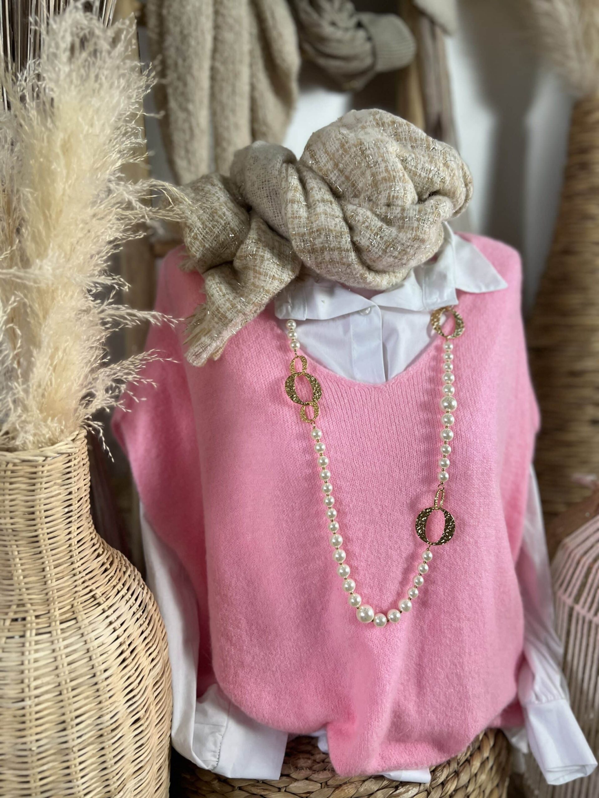 Sautoir perles acier doré – Image 3