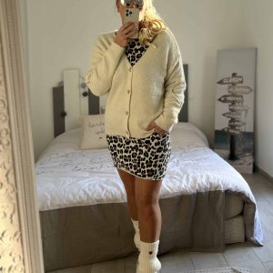 Gilet écru coudières strass cœurs