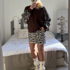 Sweat chocolat léopard