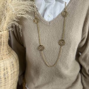 Sautoir spirale acier doré